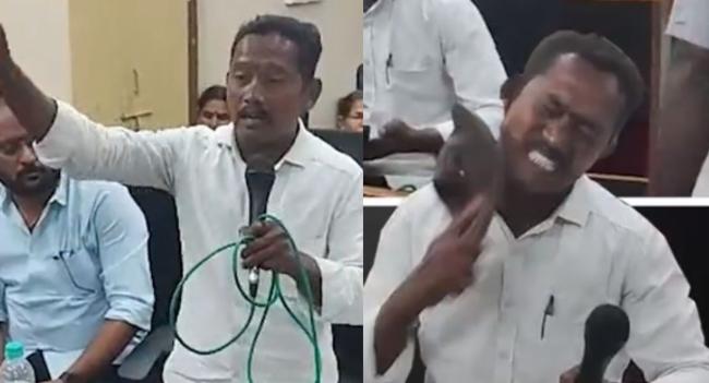 Indian politician slaps himself with slipper